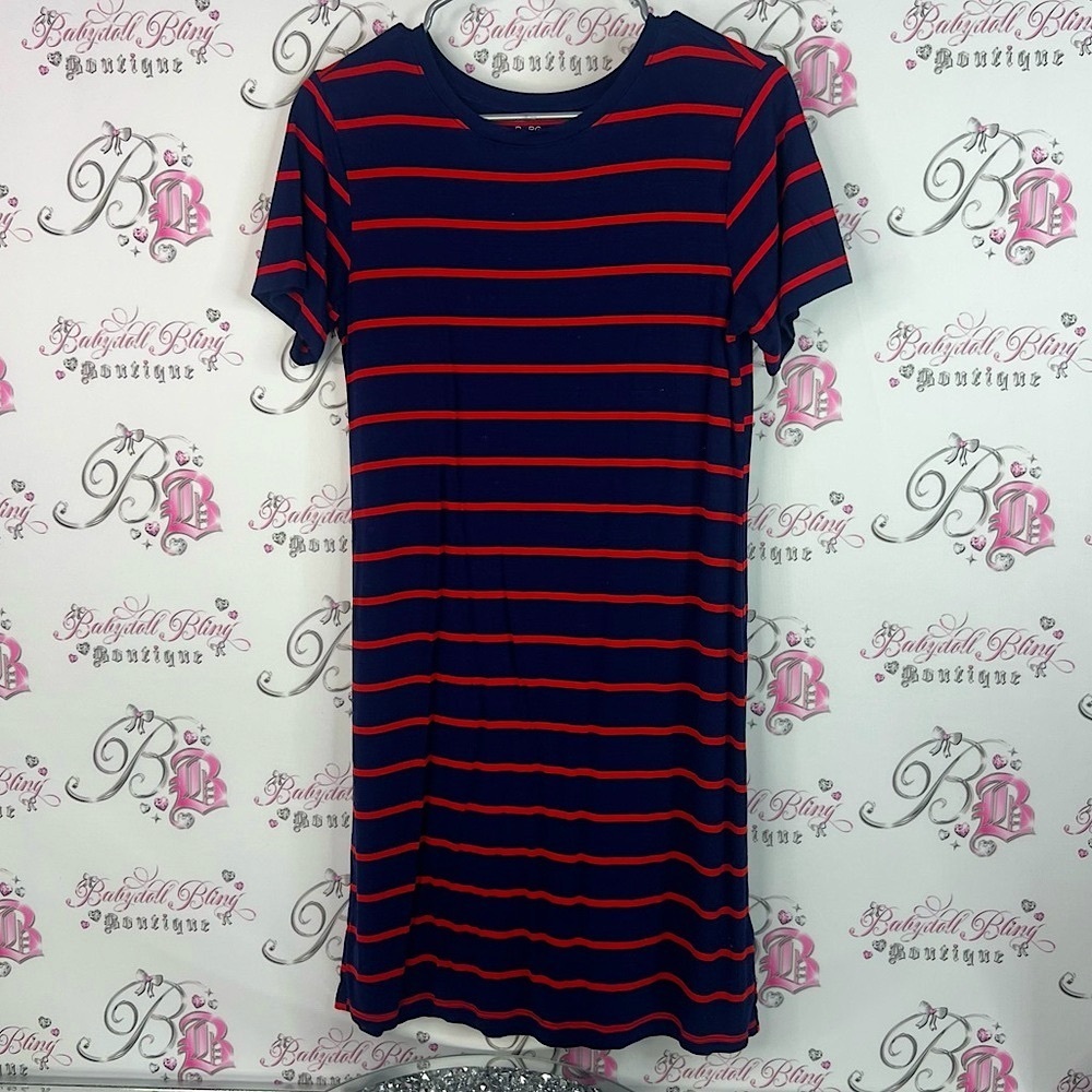 BCBGeneration dress nautical sailor stripes Navy and Red Striped Top
